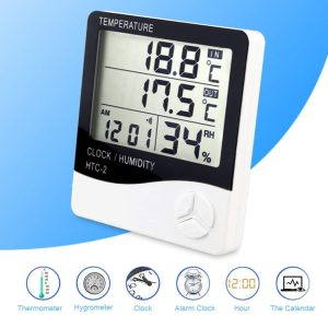 HTC-2 Digital Thermo-Hygrometer – Temperature, Humidity & Clock Monitor