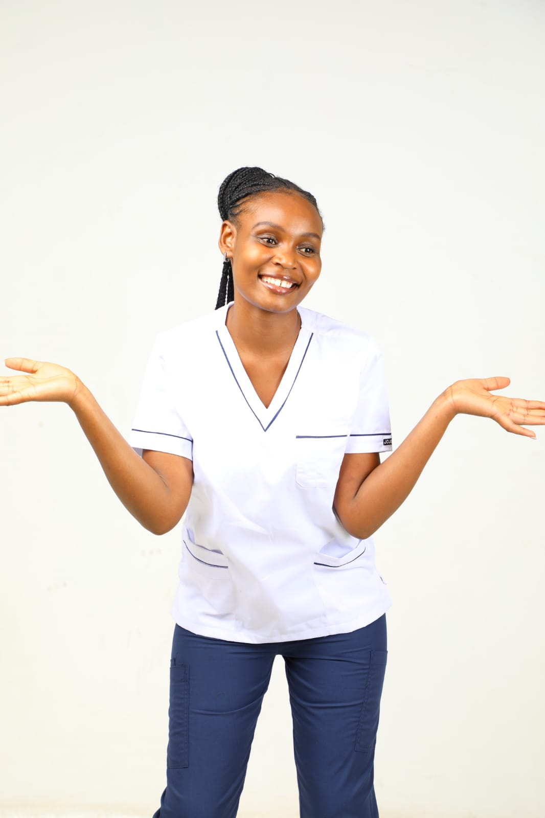 Professional Pinstripe Nursing Scrub Set