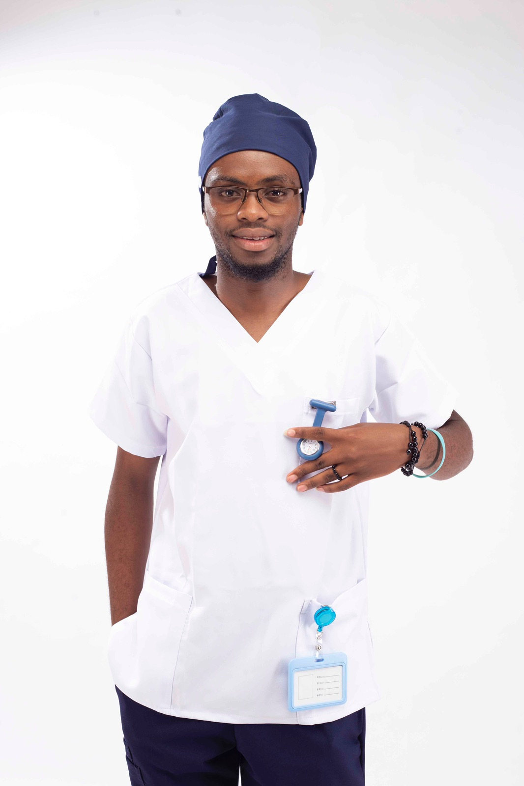 Professional Clinical Nursing Scrub Set  for males- White