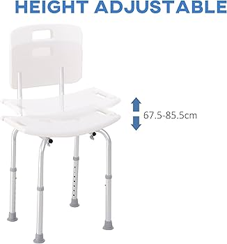 Adjustable Height Shower Chair with Backrest