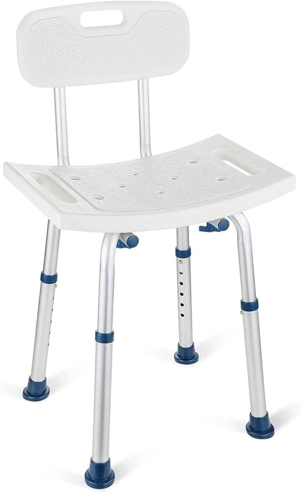 Adjustable Height Shower Chair with Backrest
