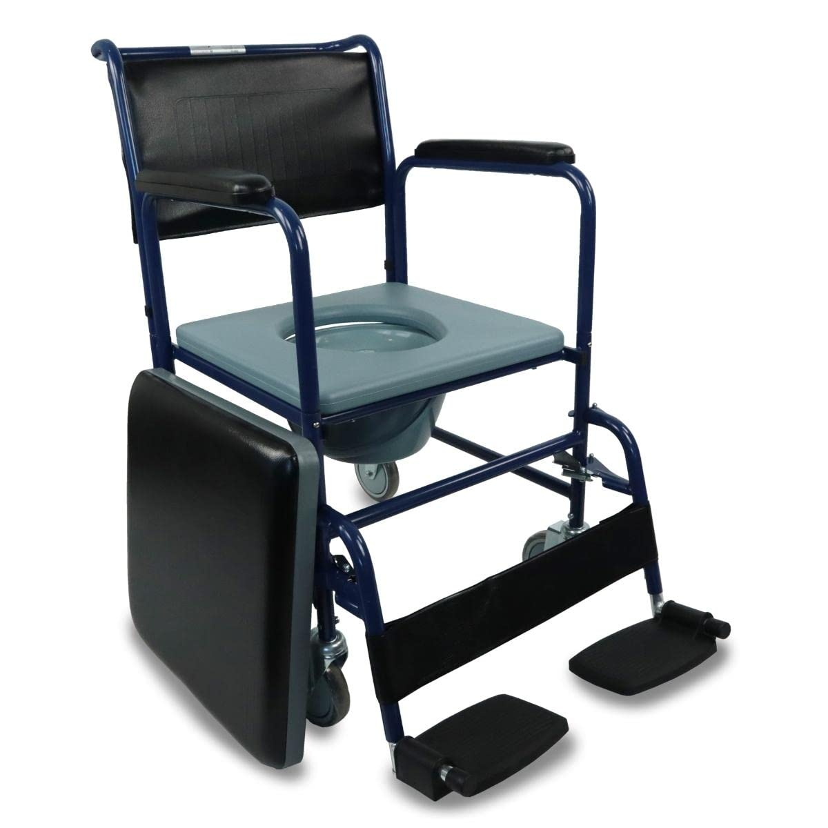 Mobile Commode Chair with Wheels & Footrests