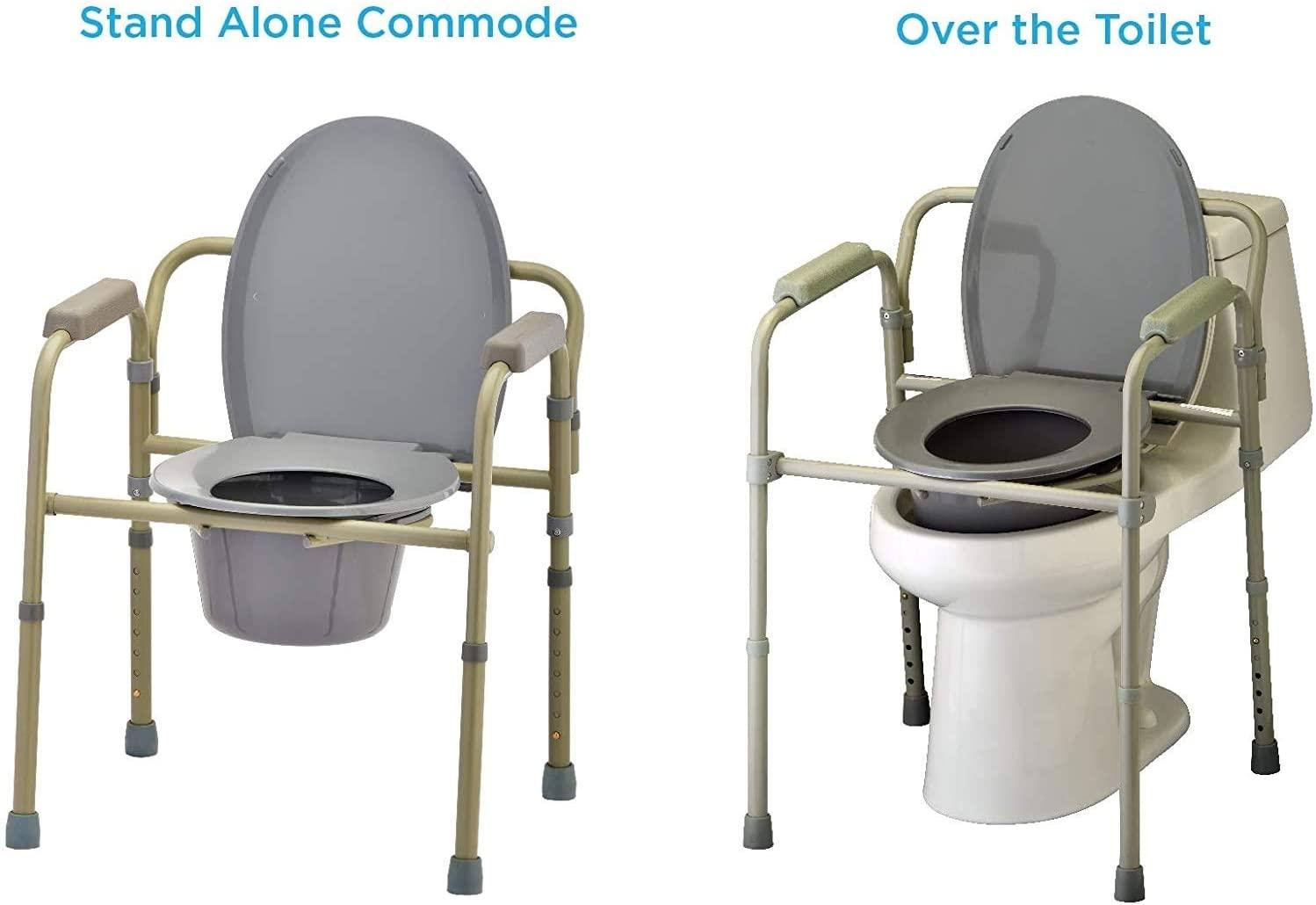 Foldable Commode Chair with Plastic Armrests – Adjustable Height