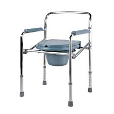 Foldable Commode Chair with Plastic Armrests – Adjustable Height