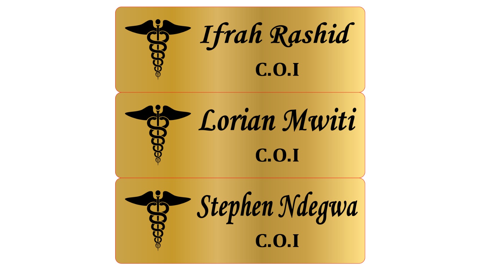 Customised Normal Golden NameTags/Badge