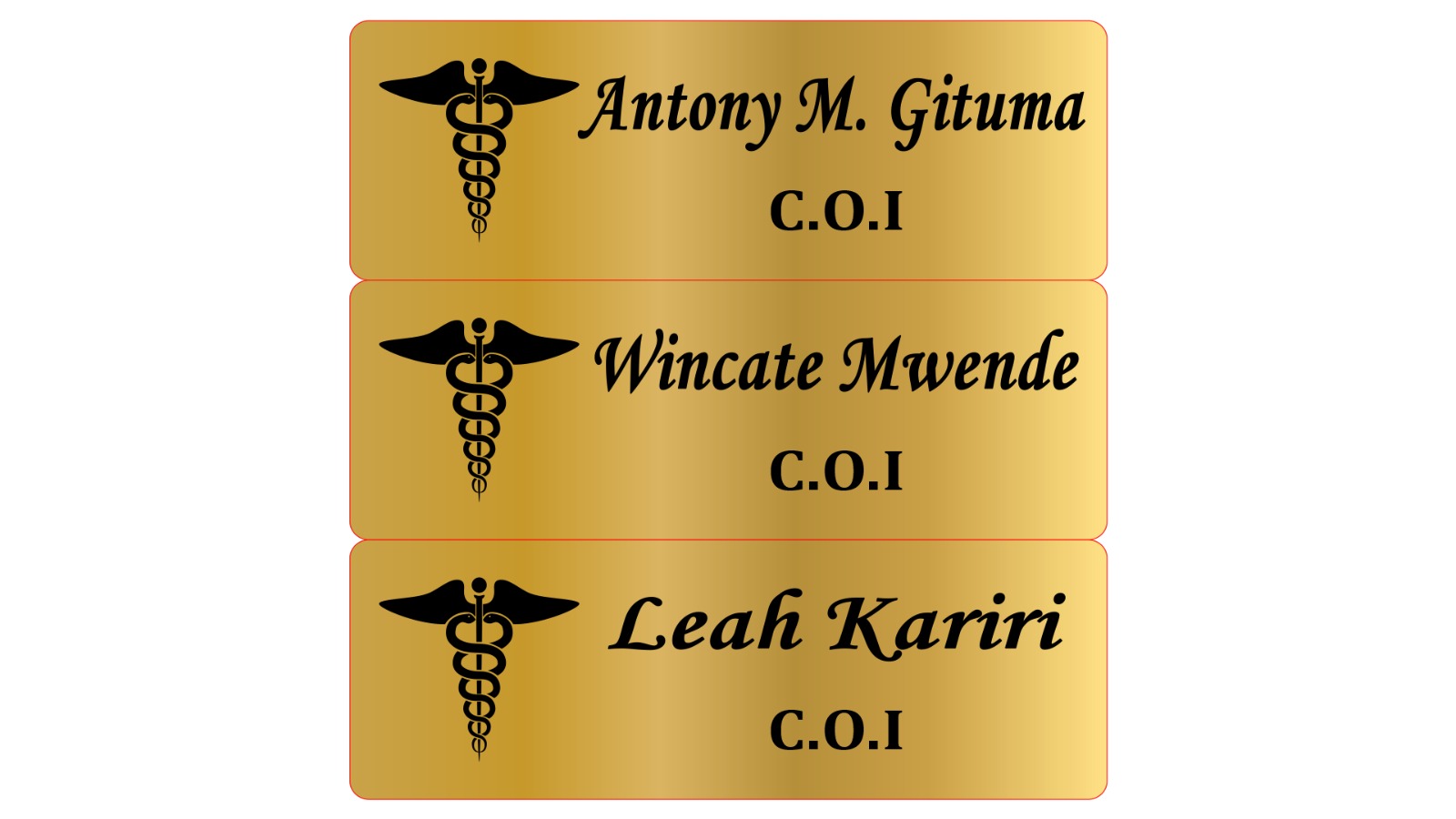 Customised Normal Golden NameTags/Badge