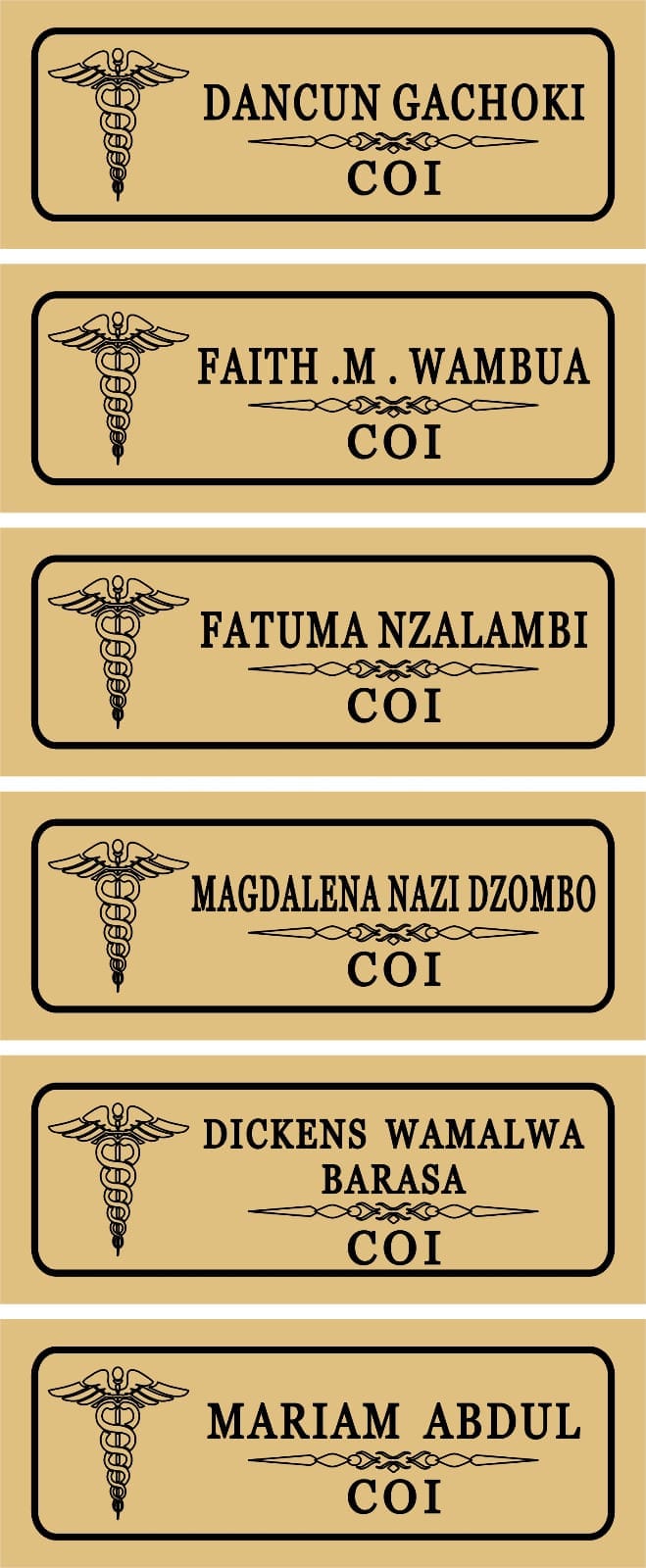 Customised Normal Golden NameTags/Badge