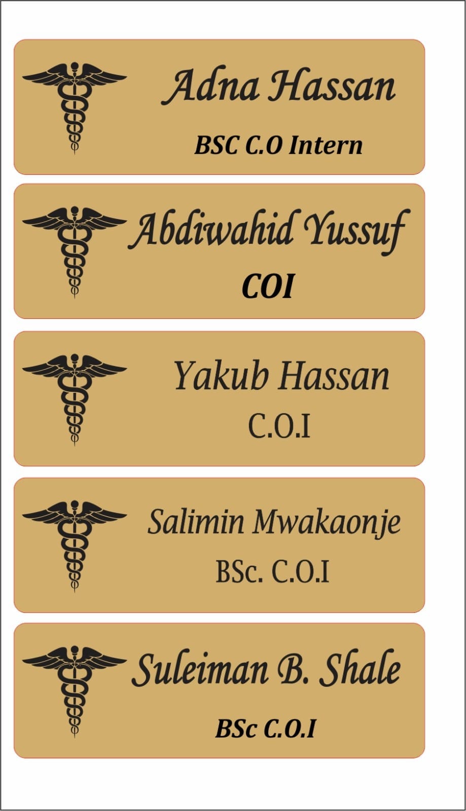 Customised Normal Golden NameTags/Badge