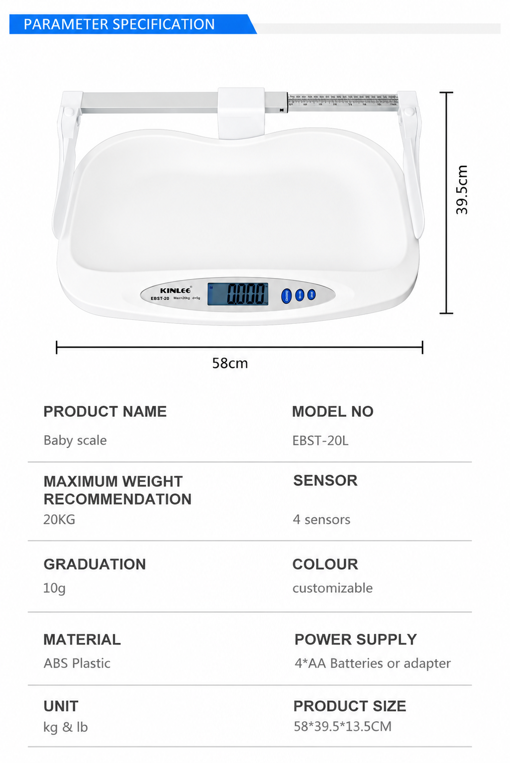 Digital Baby Scale with Height Meter – Infant Weight & Length Measuring Scale