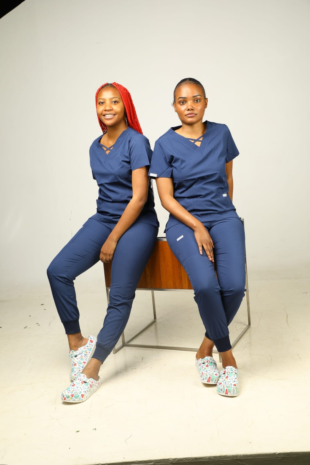 Navy Blue Cross-Neck Medical Scrub Set